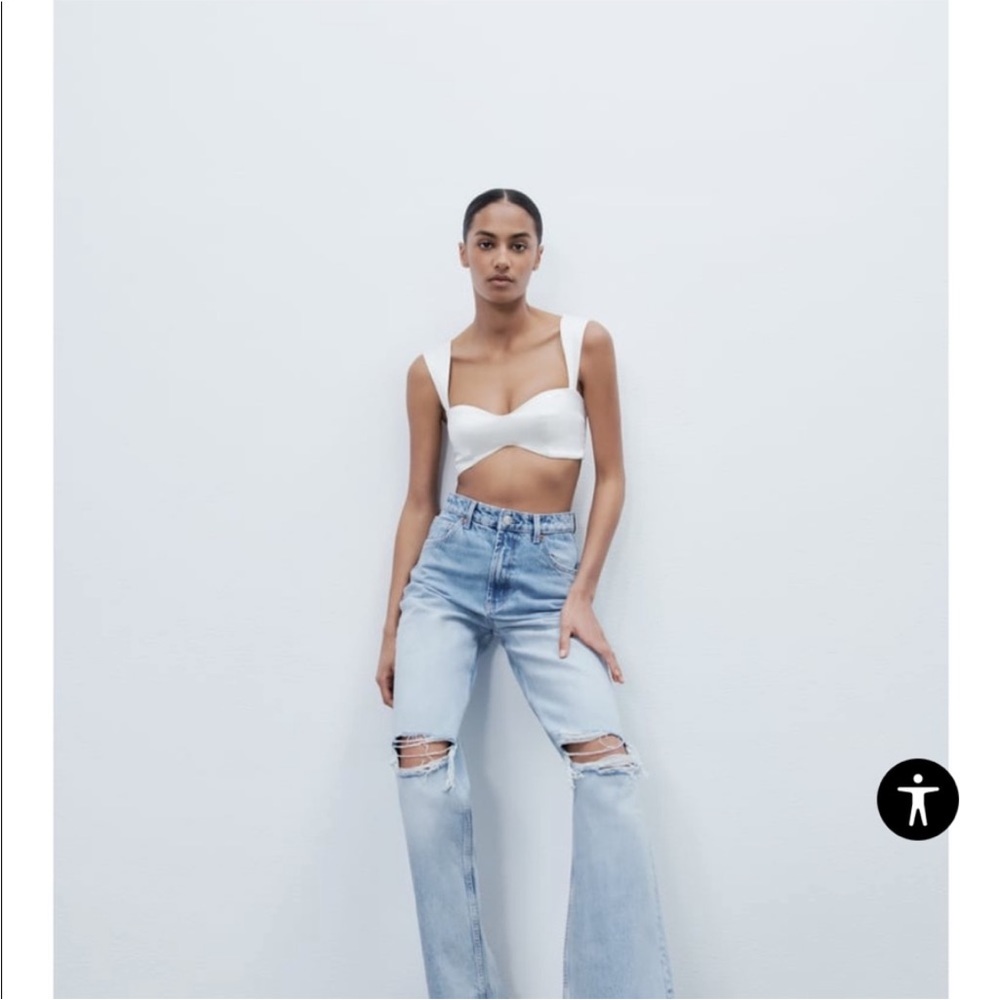 Zara Wide Leg Ripped Jeans